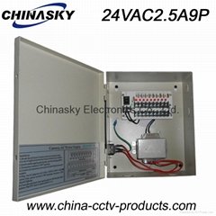 CCTV AC Power Supply with metal box 24V2.5A9chnnel(24VAC2.5A9P)