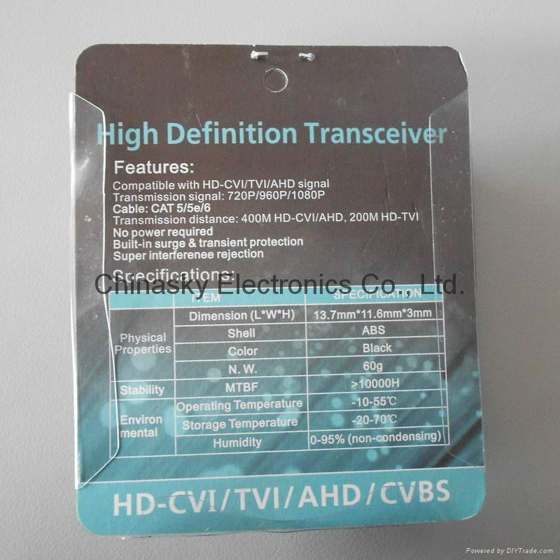 1CH CCTV Passive HD-AHD/CVI/TVI Video Balun with CE Approval  VB202PH 4