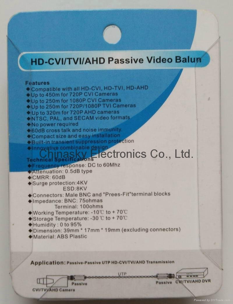 Innovative Passive HD-CVI/TVI/AHD Video Balun for CCTV System(VB109EH) 5