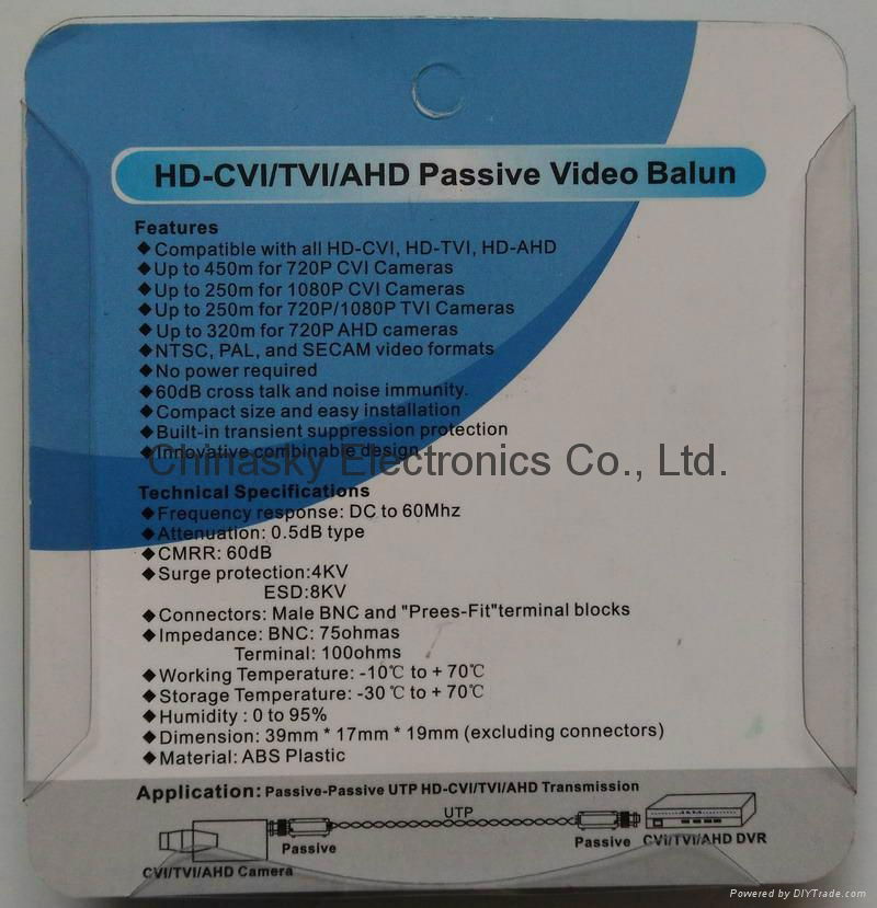 Combinable CCTV video balun, Single Channel Passive HD-CVI balun(VB105PH)   4