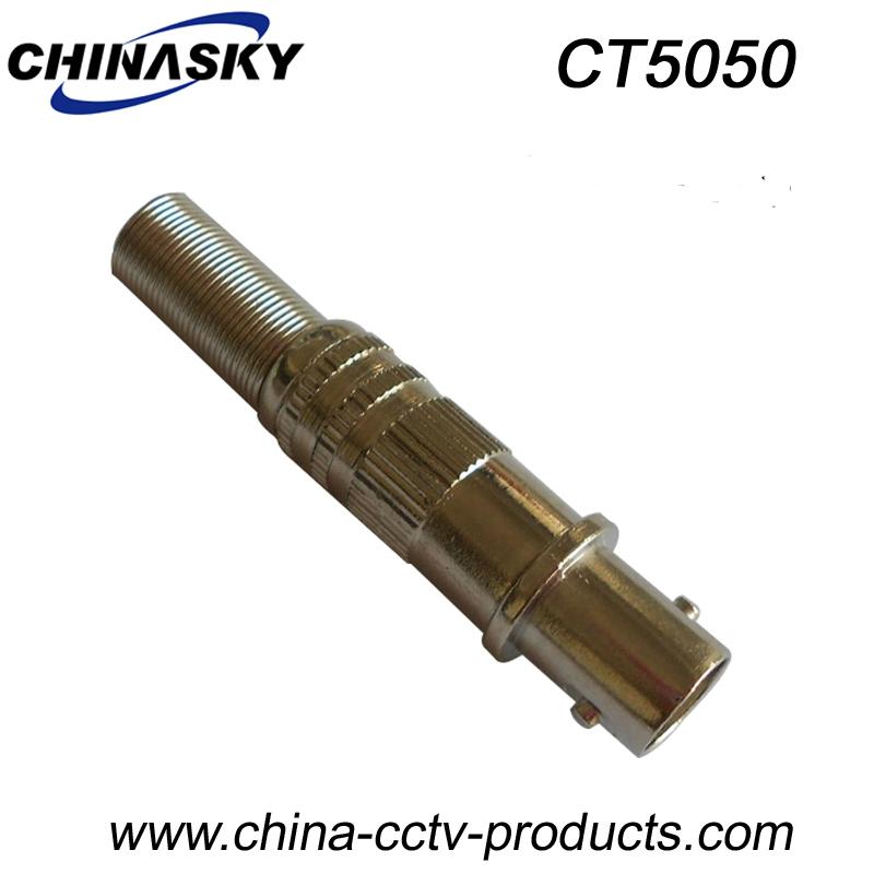 BNC Female Connector with Long Metal Boot / CCTV Female Connector (CT5050)