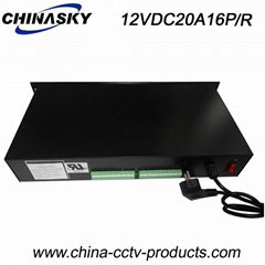 12VDC 20A 16Ch Rack Mount CCTV Power Supply, PTC Resettable Fuse (12VDC20A16P/R)