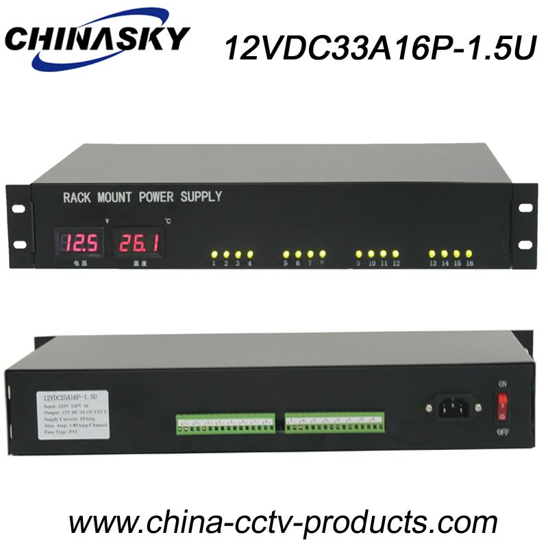 16 Channel 33Amp 1.5U Rack Mount 12V DC Led display(12VDC33A16P-1.5U) 