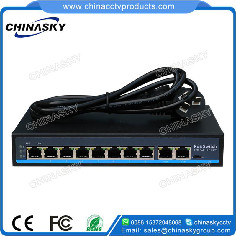 8 Port 10/100Mbps PoE Network Switch with 2 RJ-45 Uplinks POE0820BN