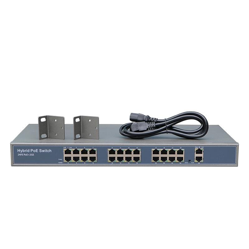 26 Ports 10/100Mbps Network PoE Switch with 2 1000Mbps RJ45 Uplinks POE2420-2 3