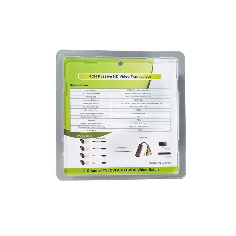 4 Channel Passive HD Analog Video balun for 8mp Cctv Cameras video