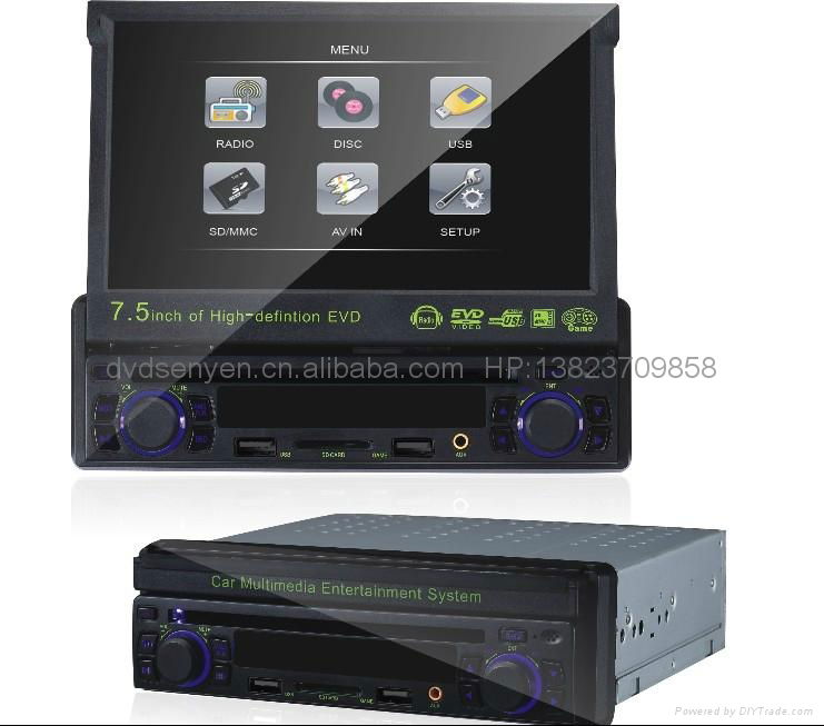 Senyen 1 din car DVD/USB/SD player with 7.5inch retractable screen