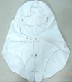White Cotton Earflap Cloak cap with clip 2
