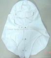 White Cotton Earflap Cloak cap with clip