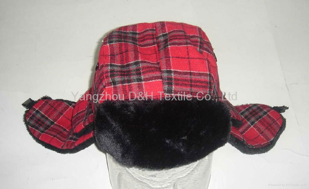 Russian Winter Plaid with Faux Fur Trooper Hat 2