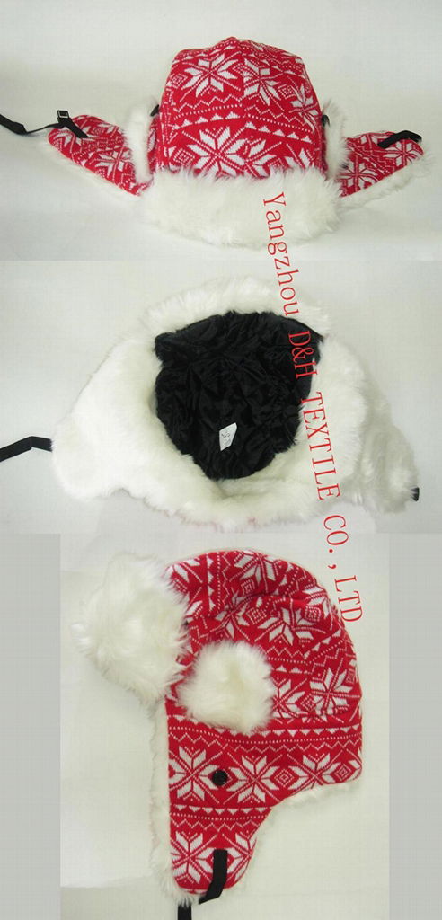 Winter Plaid Trooper Hat /Fashion fabric With Faux Fur Earflap Warm winter Hat 2