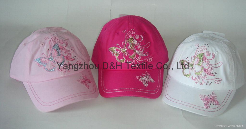 Butterfly Embroidery Cotton Kid Children Baseball Cap