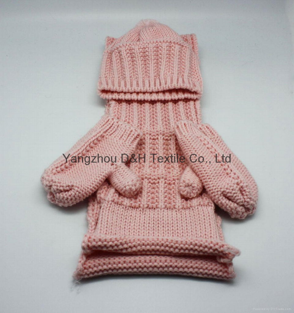 Child Knitted Set/Pink Knitted Hat/ Knitted Gloves/Knitted Scarf  2