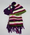 Lady Handmade Hook Flower Knitted 3 piece Set/Knitted Hat/ Knitted Gloves