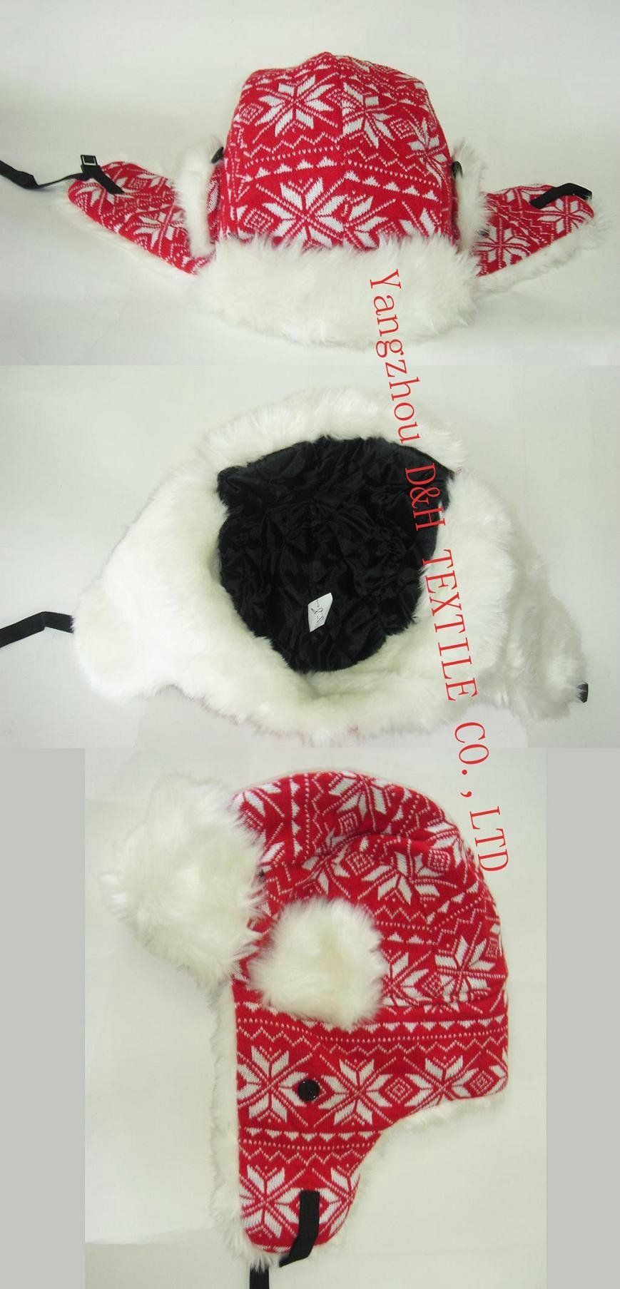 Winter Plaid Trooper Hat /Fashion fabric With Faux Fur Earflap Warm winter Hat 5