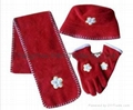 Hot Polar Fleece Sets/Hat/Gloves/Scarf