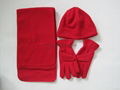 Polar Fleece Beanie glove scarf Set/Warm set