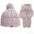 Lady Fashional Hook Flower Knitted 3 piece Set/Knitted Hat/ Knitted Gloves 2