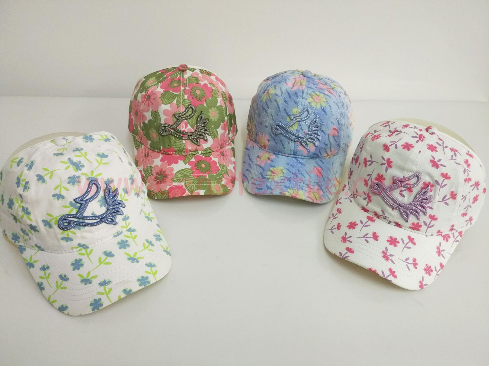 Curved Washed cotton sun fashion flower Jockey Cap 