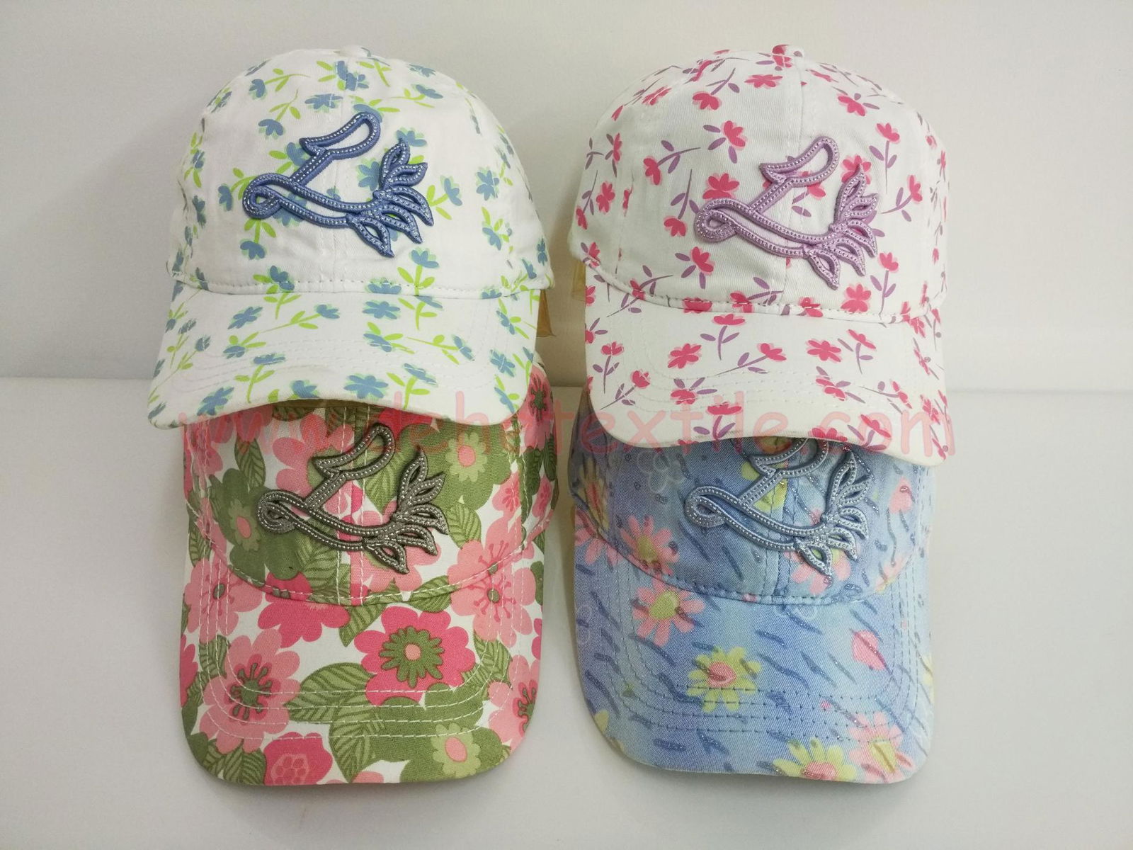 Curved Washed cotton sun fashion flower Jockey Cap  3