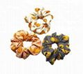 Custom printing satin silk cotton spot design hair scrunchies (DH-LH6198) 3