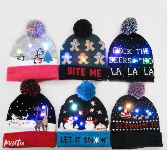 Christmas Custom Led Knitted Hat/ Led Beanie Hat/ Led Winter Gorros Hat