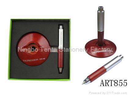 Half metal pen+wooden stand+colorful box