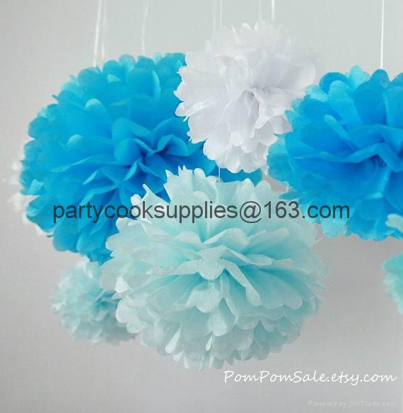 Pom Poms Ball-Spring Pink Tissue Paper Pom Poms Flower-More Colors Available 4