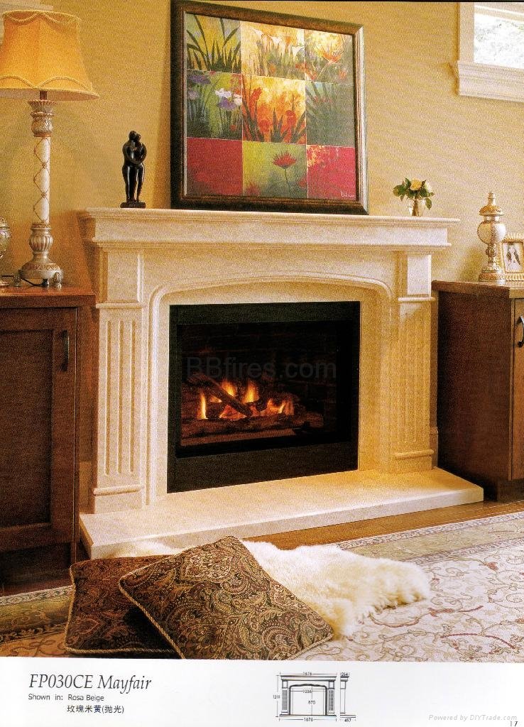White Limestone mantels and fireplace heater