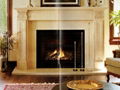 White Limestone mantels and fireplace heater 9