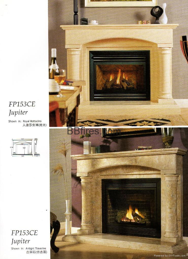 White Limestone mantels and fireplace heater 2