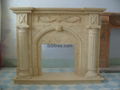 White Limestone mantels and fireplace heater 10