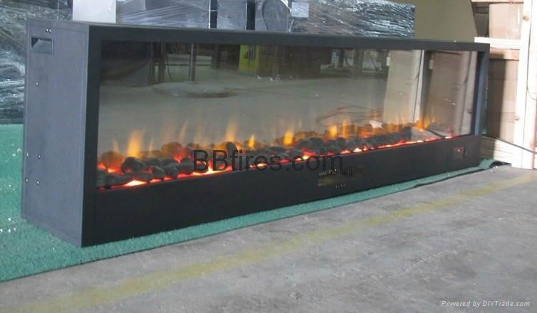 Black pebbles electric fireplace