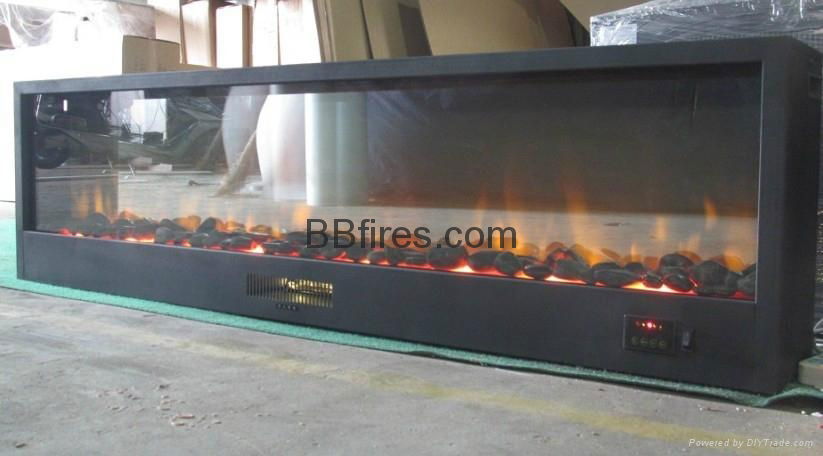 Black pebbles electric fireplace