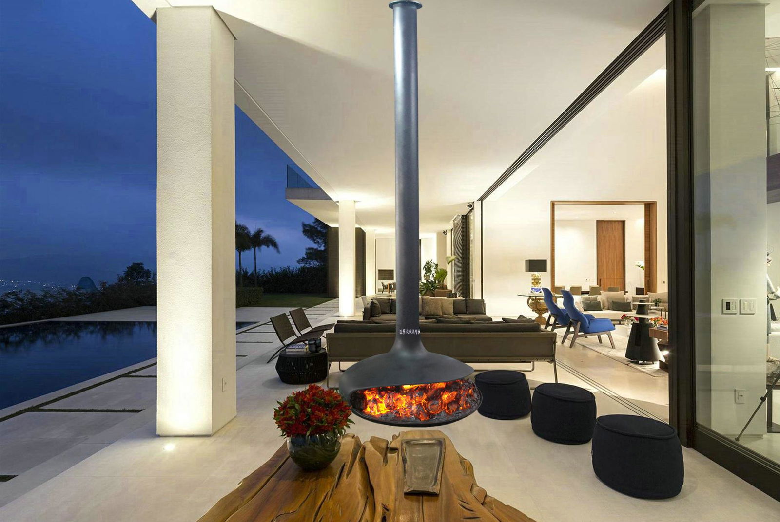 Outdoor 3D electric fireplace  2