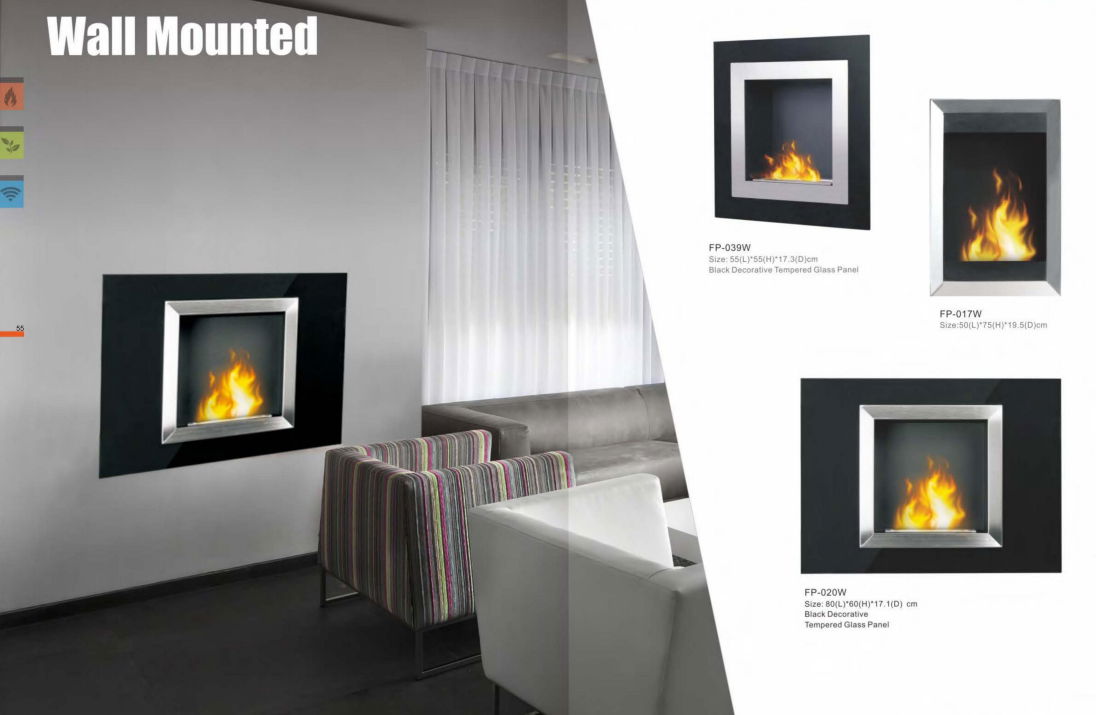 Stock wall mounted Bio Ethanol fireplace 