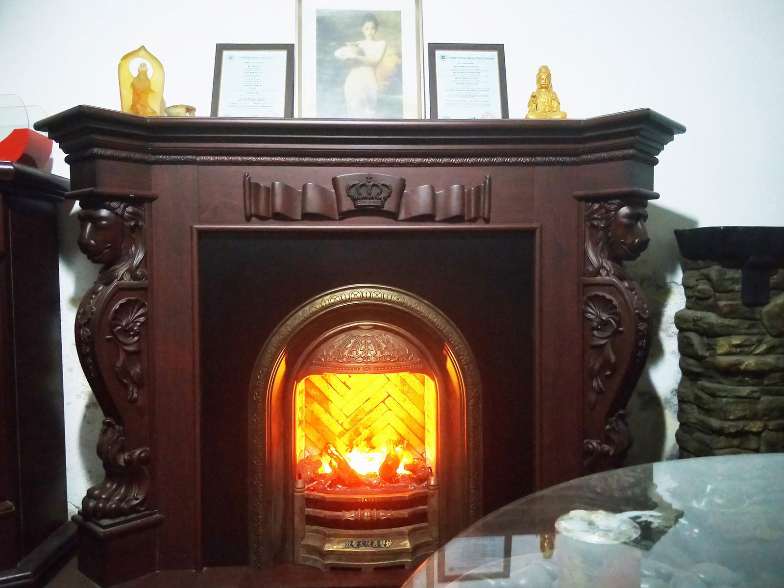 Marble Fireplace Mantel with Heater 5