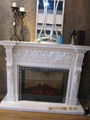 White Limestone mantels and fireplace heater 17