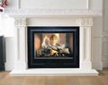 White Limestone mantels and fireplace heater 19