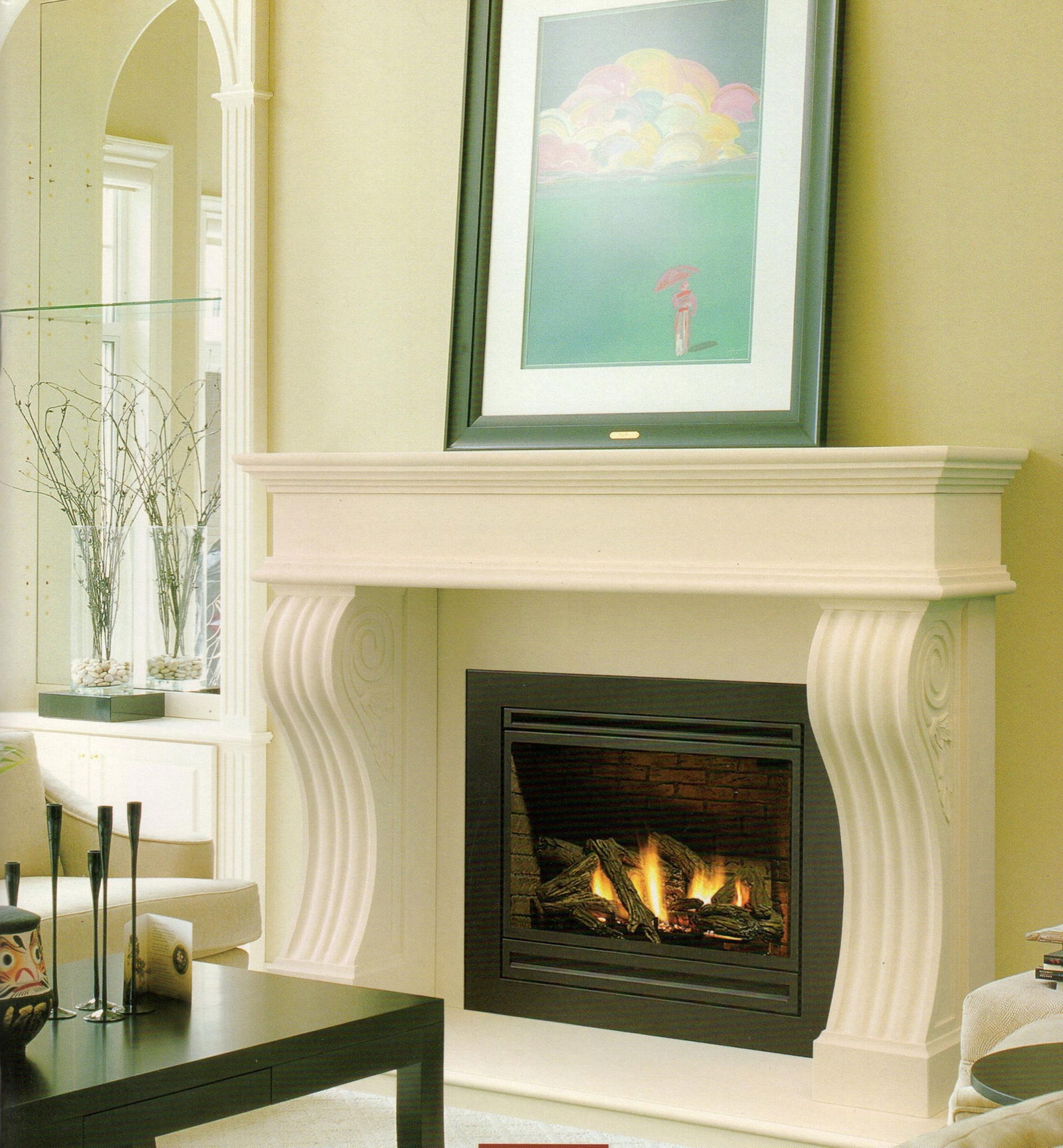 White Wooden fireplace combination(Mantel and heater) 4