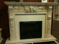 White Limestone mantels and fireplace heater 12