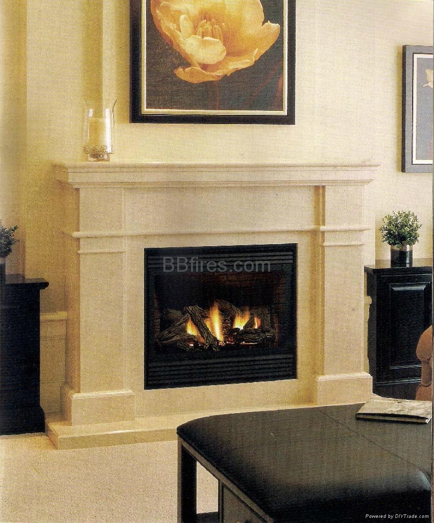 White Limestone mantels and fireplace heater 3