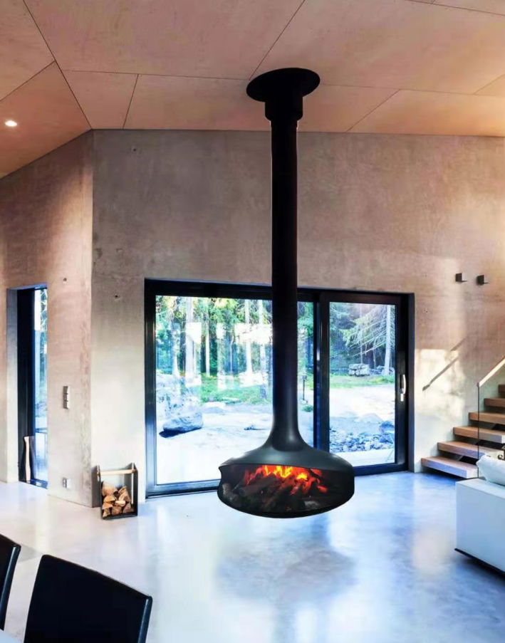 Three dimension electric round fireplace 4