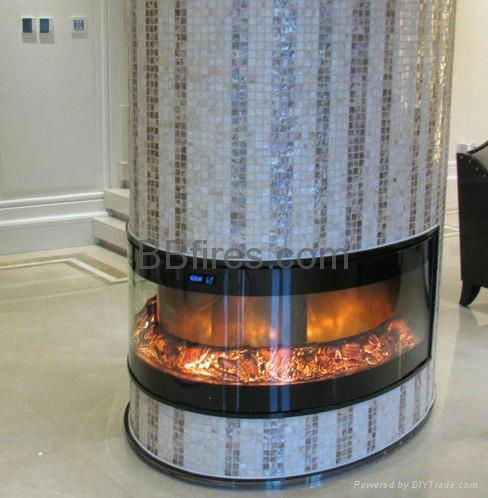 View 360°  curved fireplace