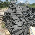 natural split black basalt stone palisade