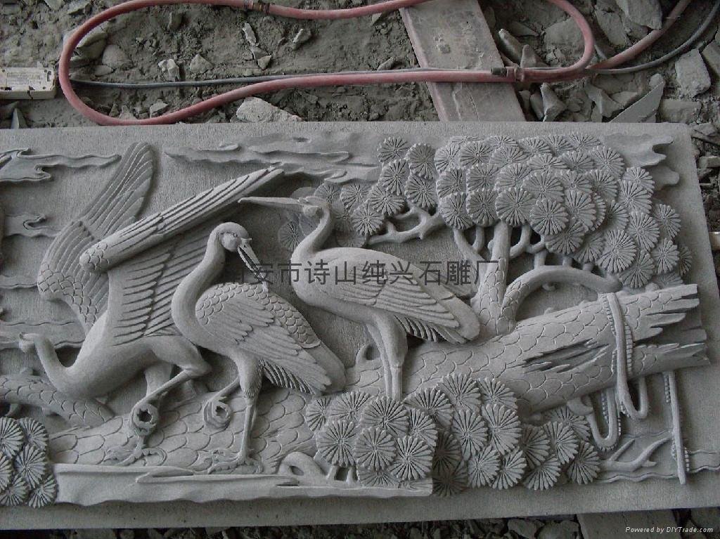 Bluestone stone carving animal relief Songhe Yannian 2