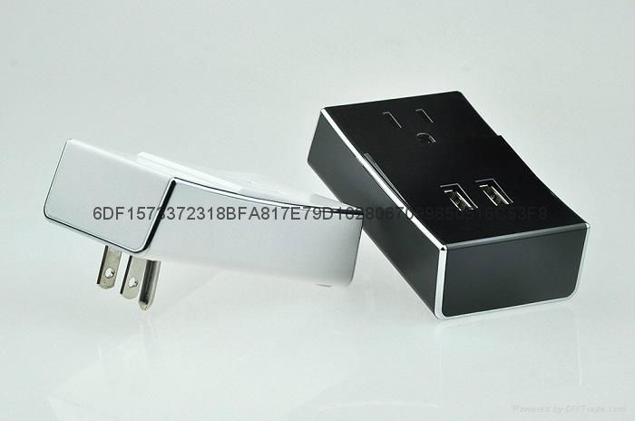 標準過UL認証三腳美規插腳 2.1a雙USB充電器