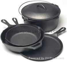 Cast iron enamel cookware set frying pan skillets