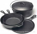 Cast iron enamel cookware set frying pan