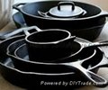 Cast iron enamel cookware set frying pan skillets 
